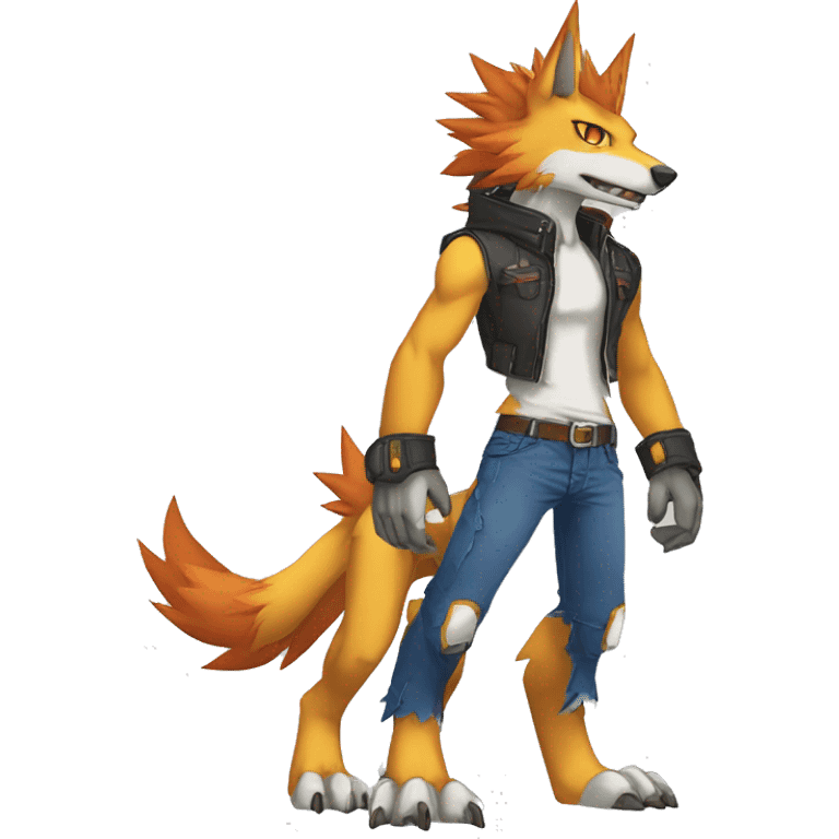  Cool Edgy Digimon-Fakemon-Garurumon-Loogamon-Dorulumon-Wolf full body emoji