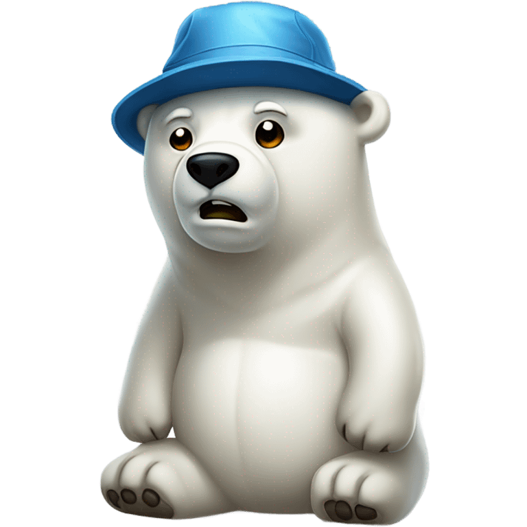 Full boudy polar bear angry with bucket hat emoji