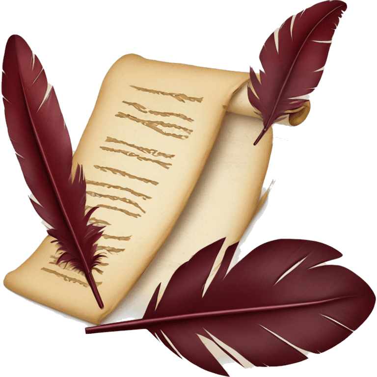 a feather quill and an open SCROLL maroon emoji