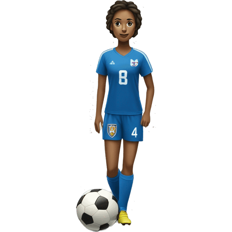 A Soccer Player women with number 4 with a crown and a Ball under her foot   emoji