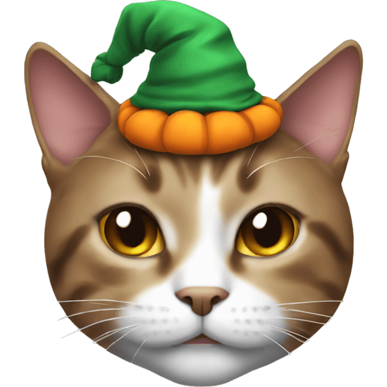 a cat wearing a pumpkin hat emoji