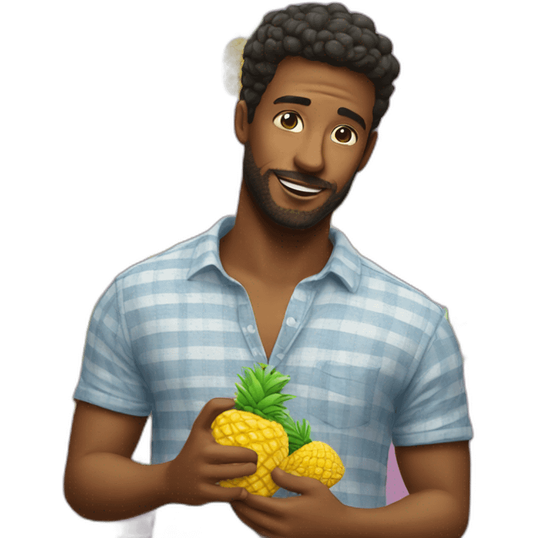 men in love with pineapple emoji