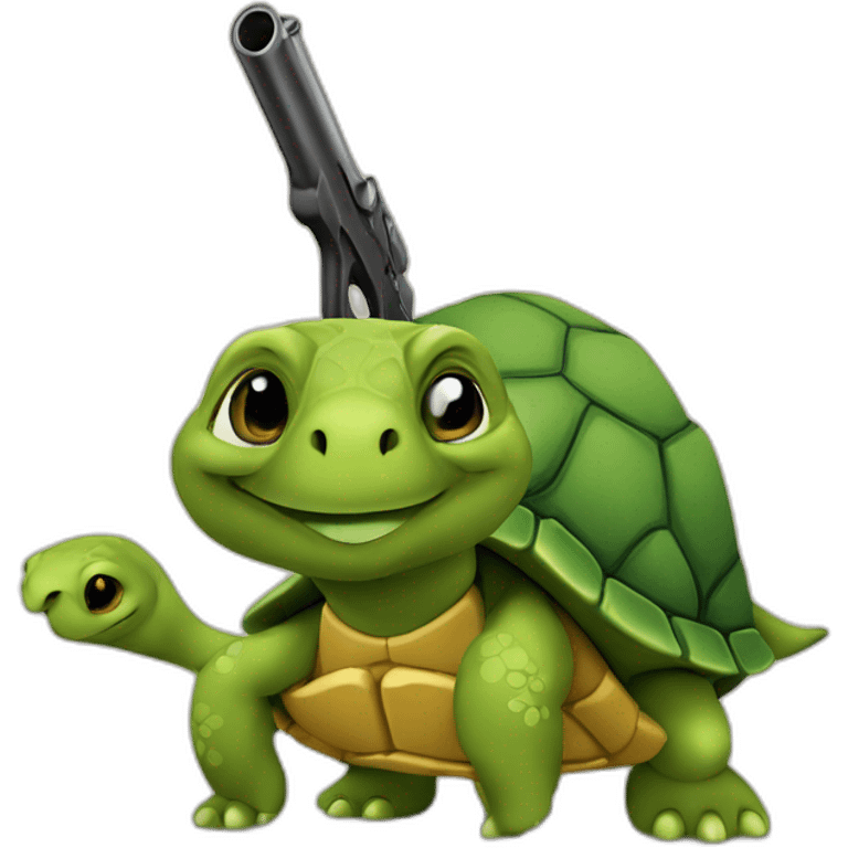 Tortue avec un pistolet emoji