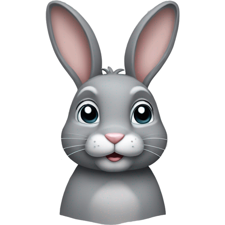 Grey bunny with ears up emoji