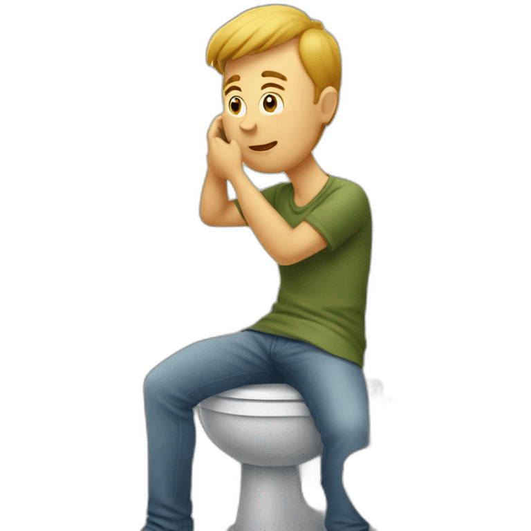 man in washroom using phone emoji