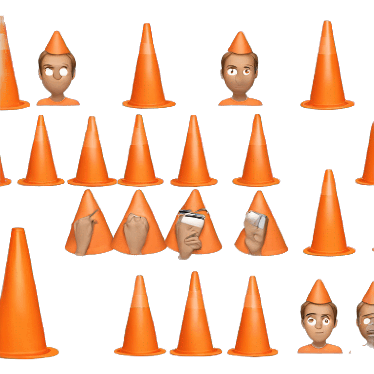 Orange traffic cone on a guy who hide his eyes emoji