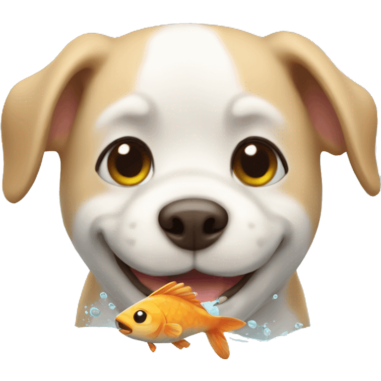 Cute dog having fish emoji