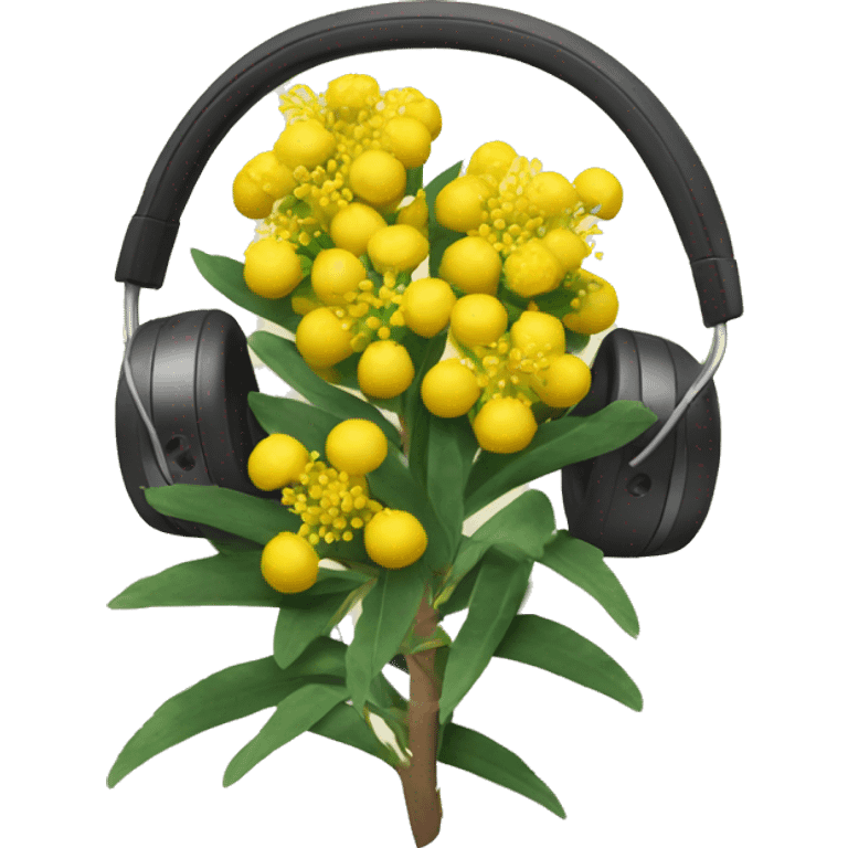 Flowering australian wattle with headphones emoji