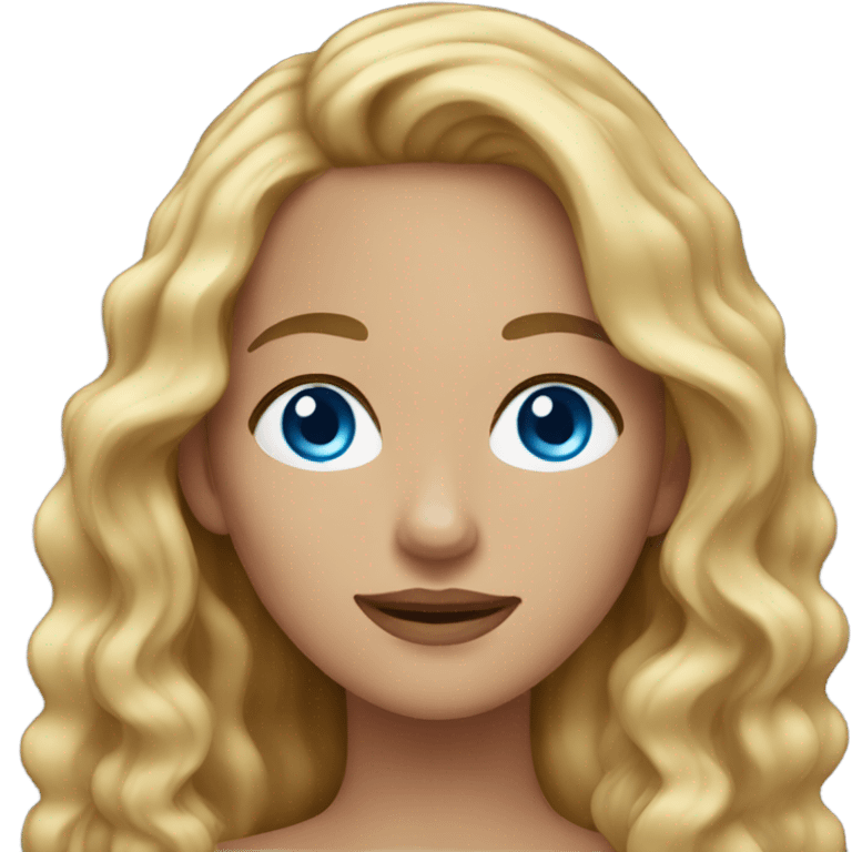 long brown and blonde wavy hair, blue eyes woman emoji