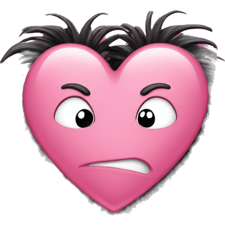 a pink upsidedown heart with black hairs sprouting all over emoji