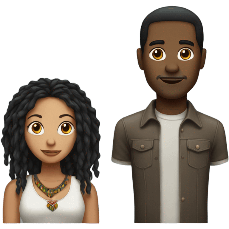 Black guy with dreads and Mexican girl straight black hair emoji