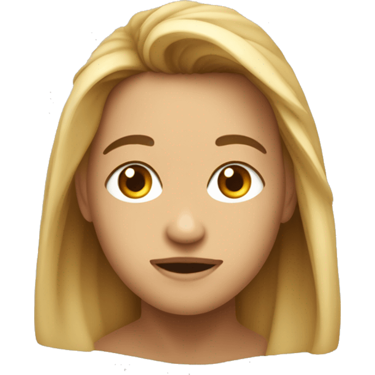 Criar um emoji do busto de uma criança loira de olhos azuis esverdeados, com uma pequena falha no cabelo que é penteado para esquerda emoji