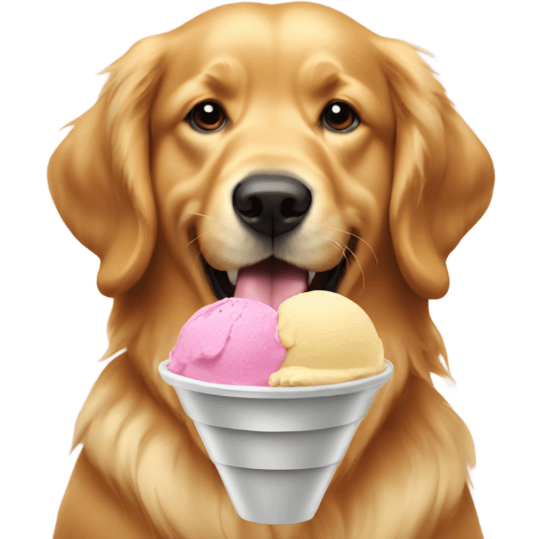 Golden retriever eating ice cream  emoji