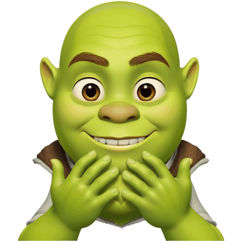 Shrek doing heart hands emoji