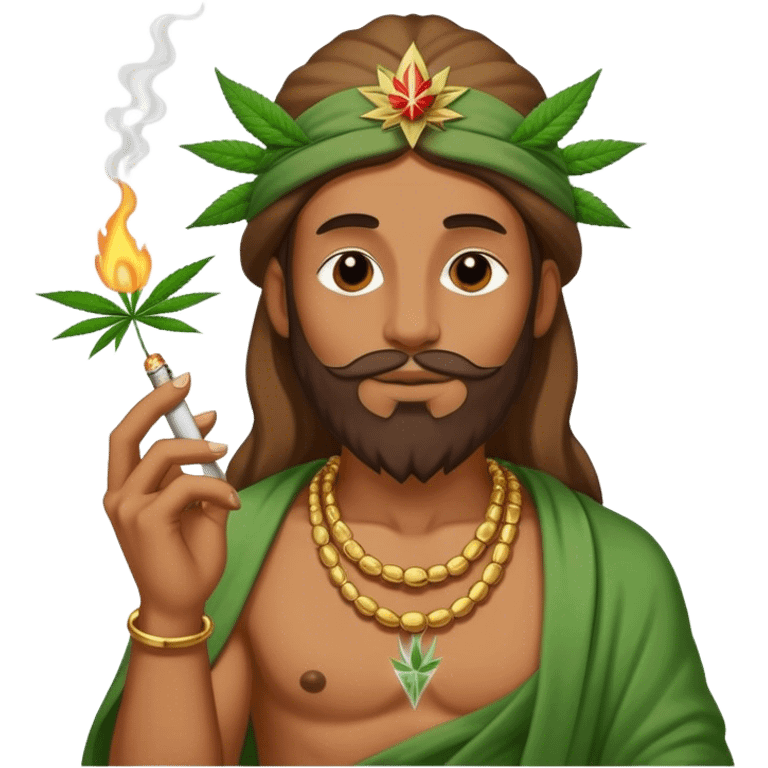 Stoner god with marijuana joint smoking emoji