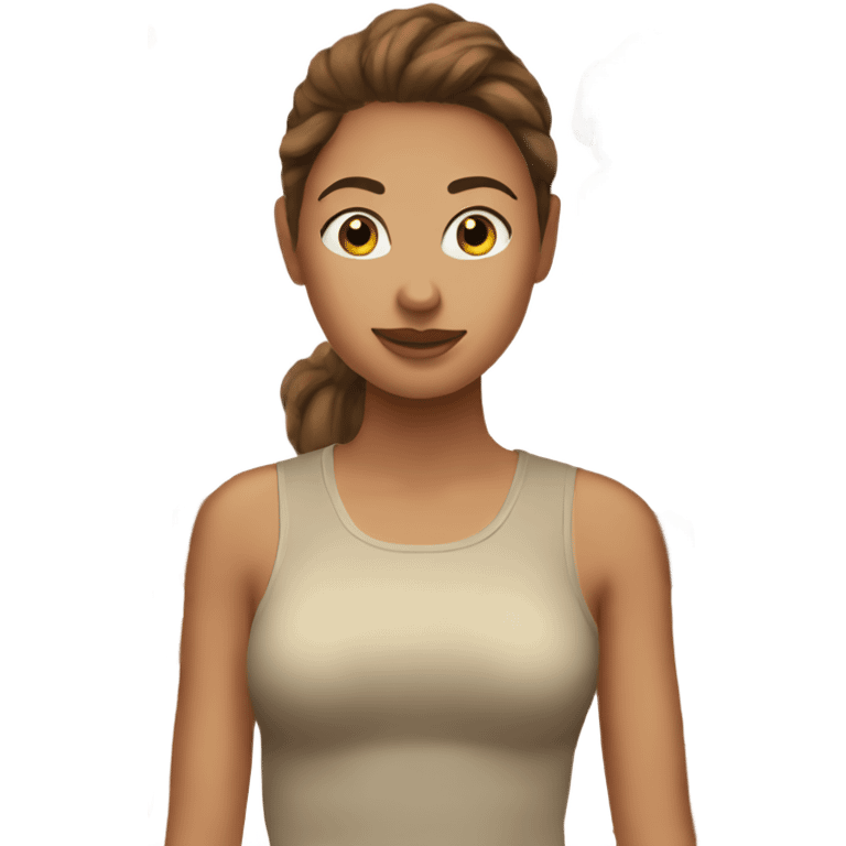 woman with brown hair, very beautiful and wearing a tank top emoji