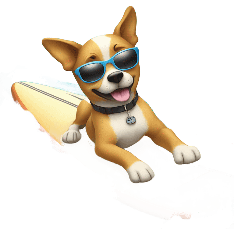 Dog surfing with sun glasses  emoji