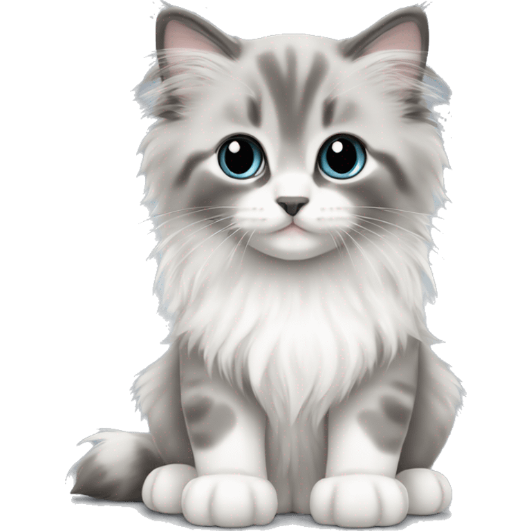 baby long haired gray and white ragdoll kitten emoji