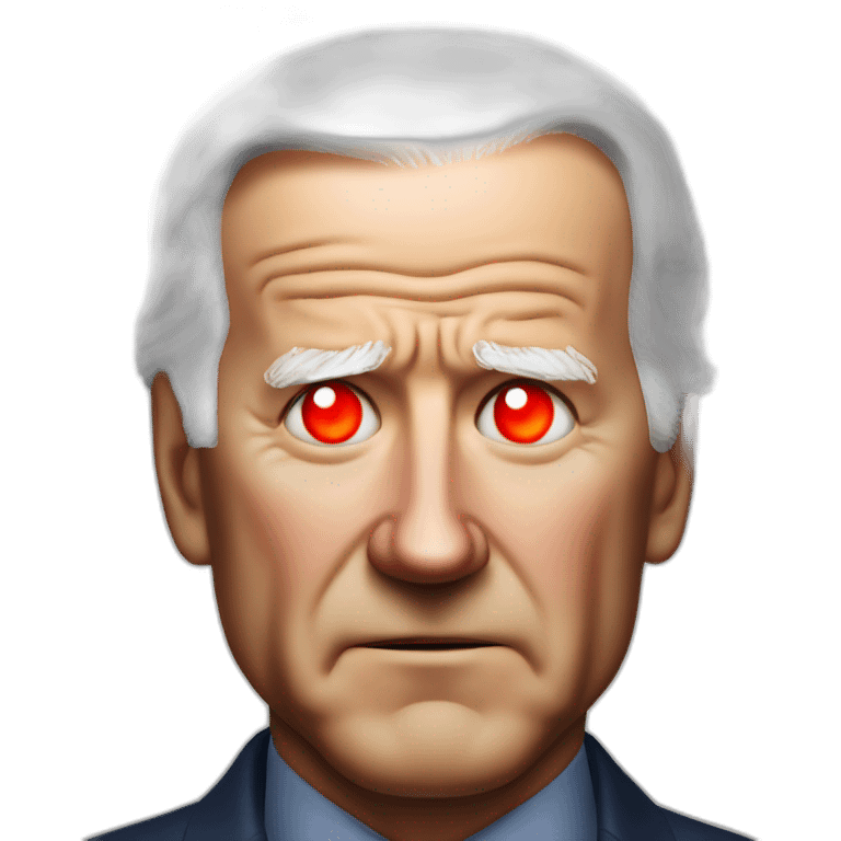 joe biden scowling with glowing red eyes emoji