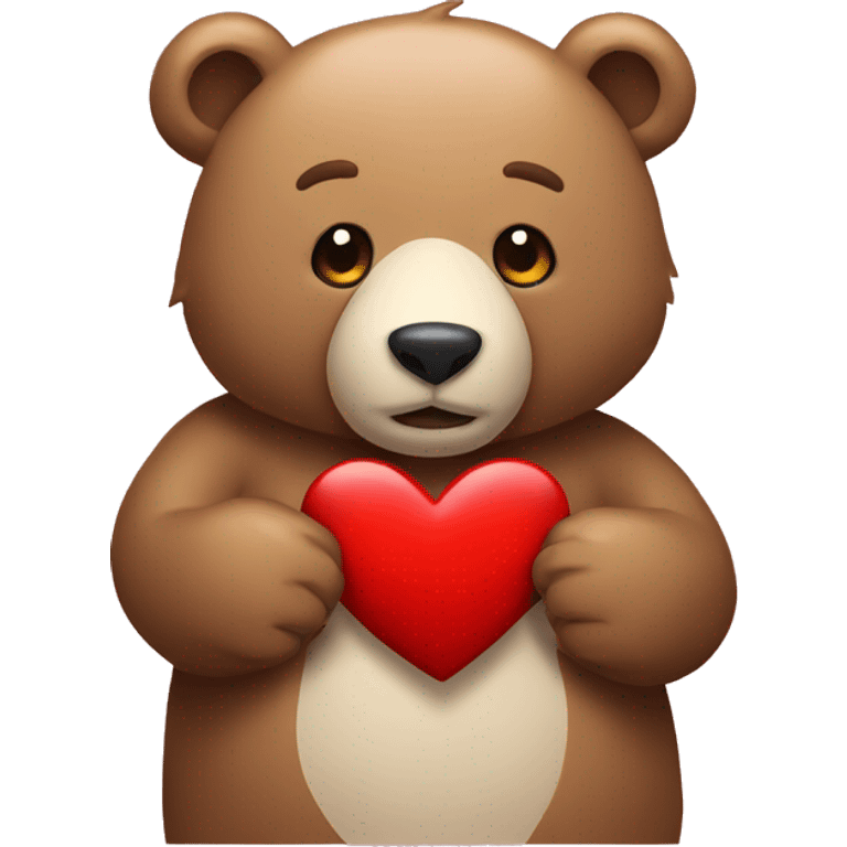 A bear that holds a heart emoji