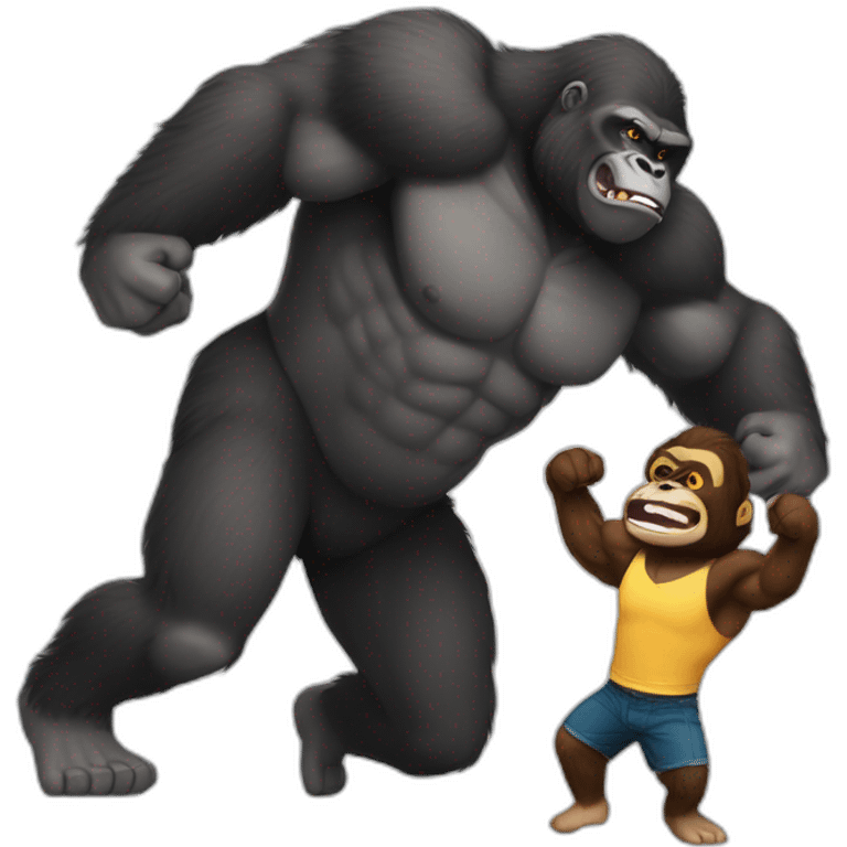 Very buff Gorilla beats man with hands emoji