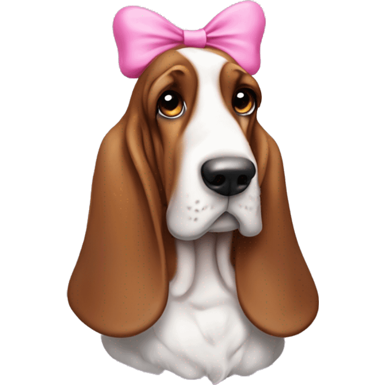 Basset hound with a pink bow on its head emoji