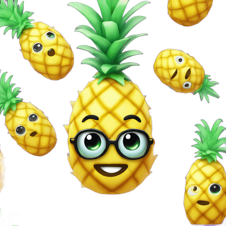 3D pineapple  👱‍♀️🍍 with big shiny eyes 👀 The pineapple cute embarrassed ☺️ emoji