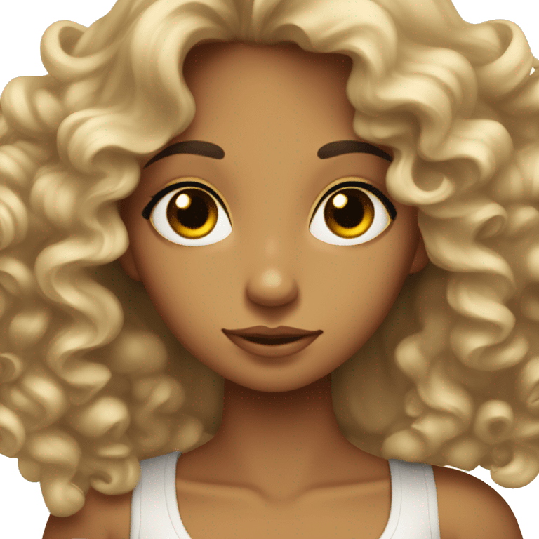 tan angel girl with long black curls, pretty  emoji