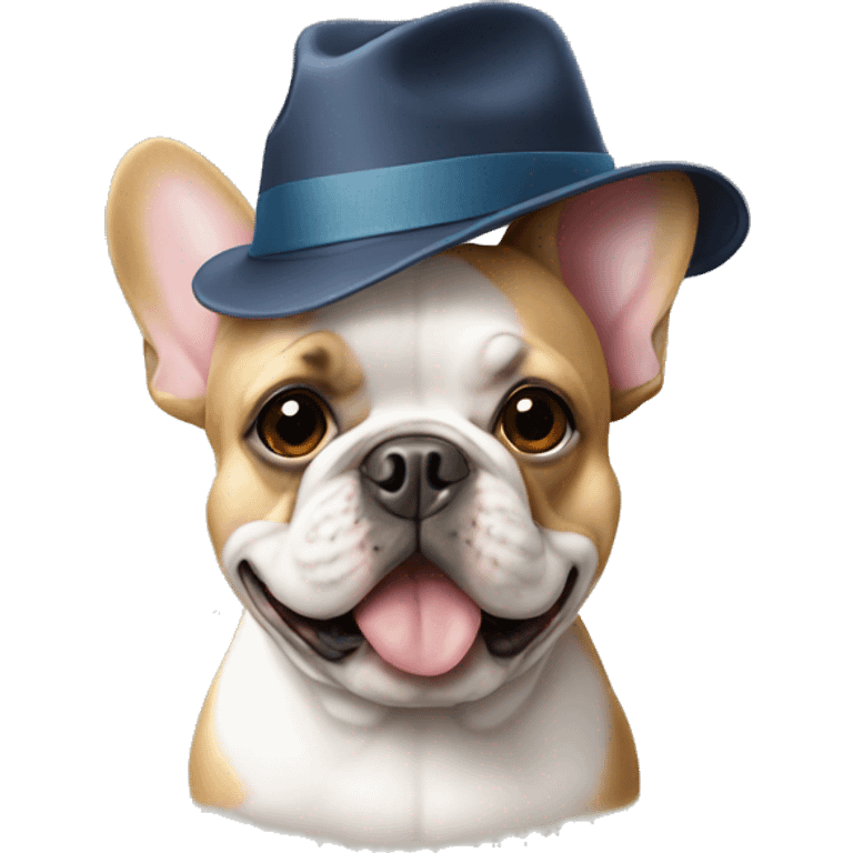 Frenchie wearing hat emoji