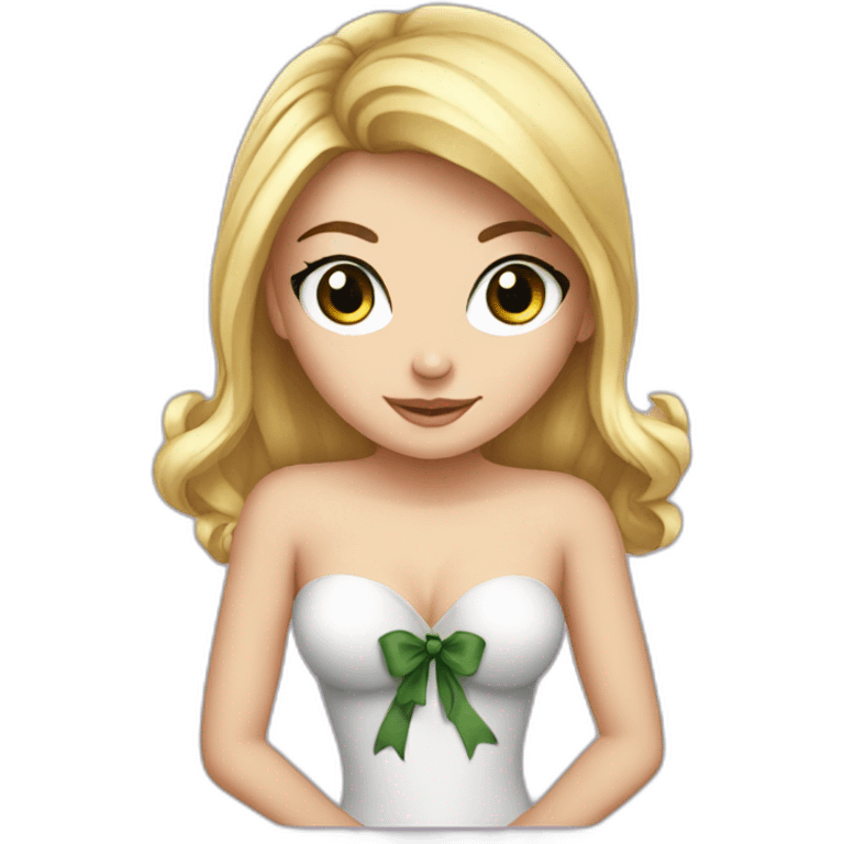 Sexy white girl holding bow emoji