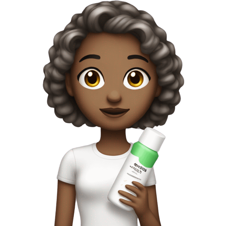 White emoji cute girl makeup holding shampoo  emoji