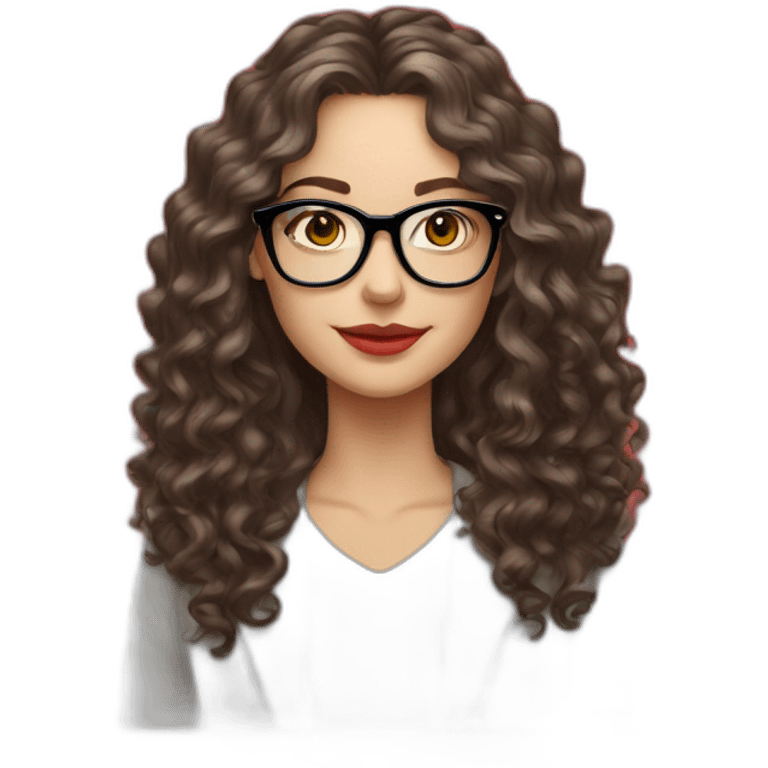 White Girl,modern glasses, tall, Christmas parties, beautiful, long curly hair, red background  emoji