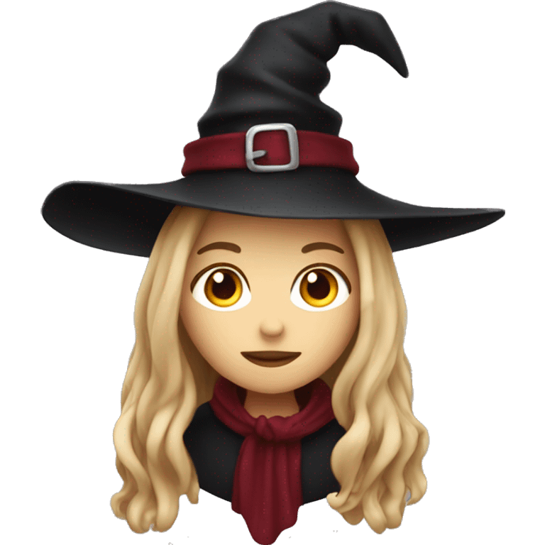 beautiful long haired witch, red, black, burgundy emoji