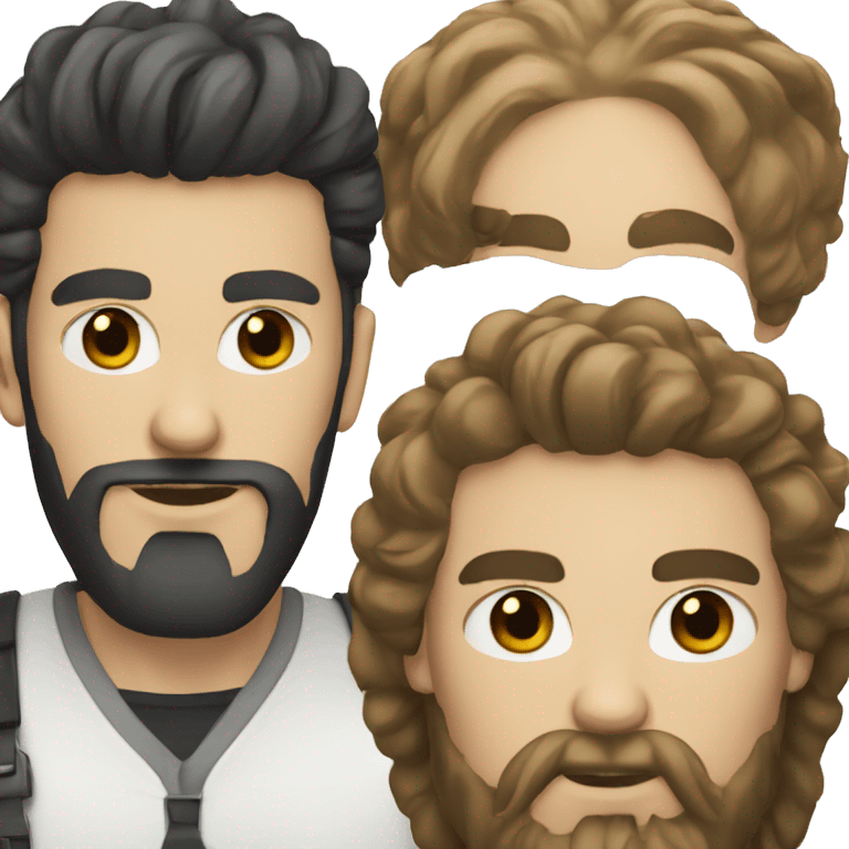 a white man with a black beard and a fashionable dark brown hairstyle is intrigued emoji