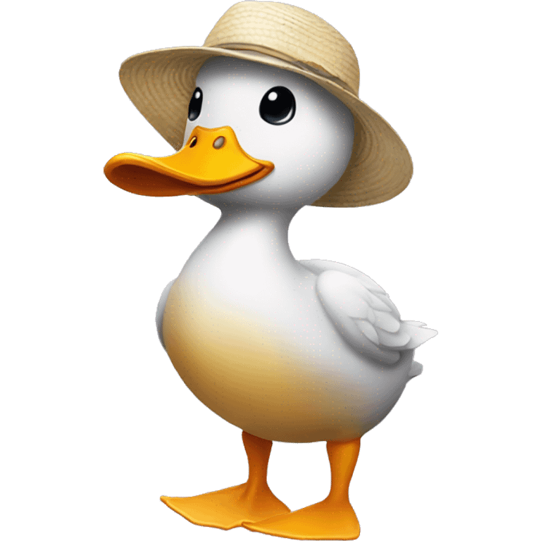 duck wearing a beach short and hat emoji