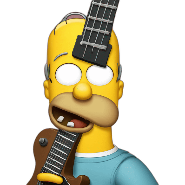 homer simpson avec une guitare emoji