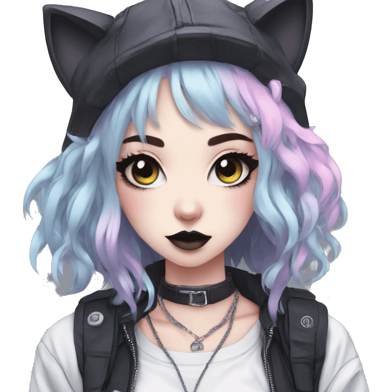 Edgy Kawaii Cute Cool Pastel Cartoon Beautiful Elegant Pretty Anime Punk Techwear Gothic Catgirl emoji