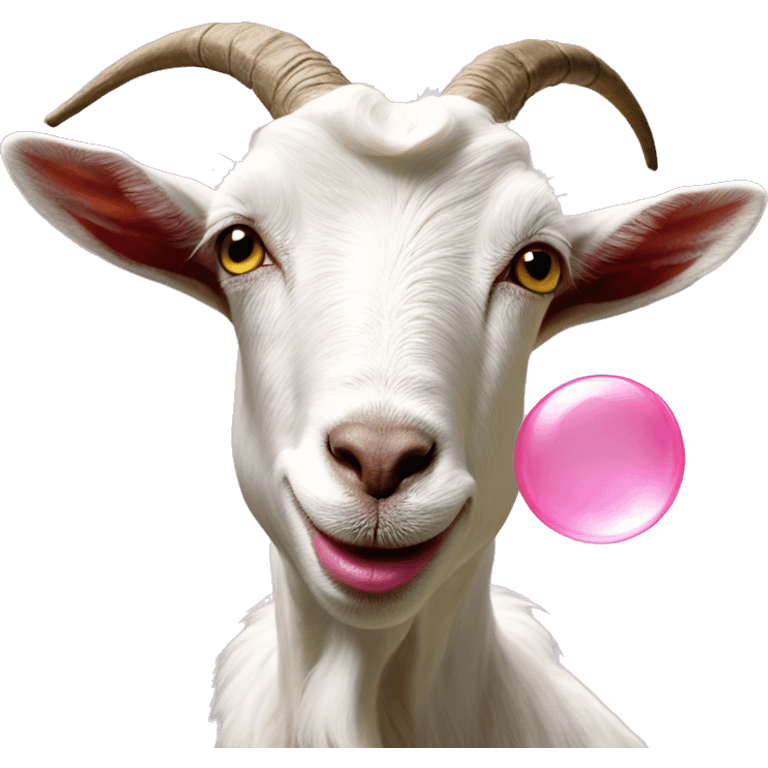 goat blows a pink bubble gum bubble emoji