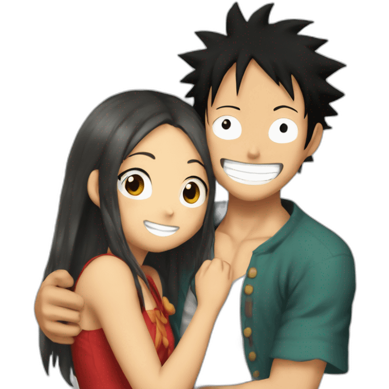 Boa hancoke and luffy hug emoji