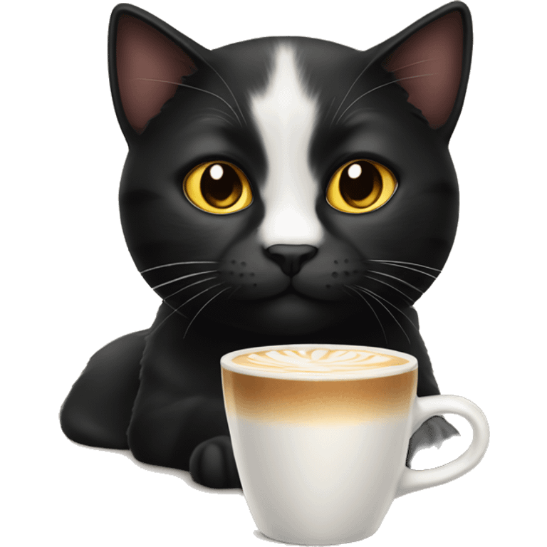 Black cat with latte emoji