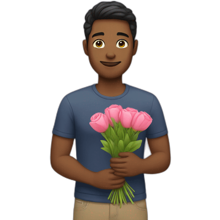 Gay man giving flowers emoji