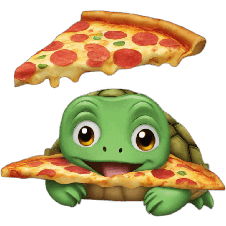 Turtle eating pizza emoji