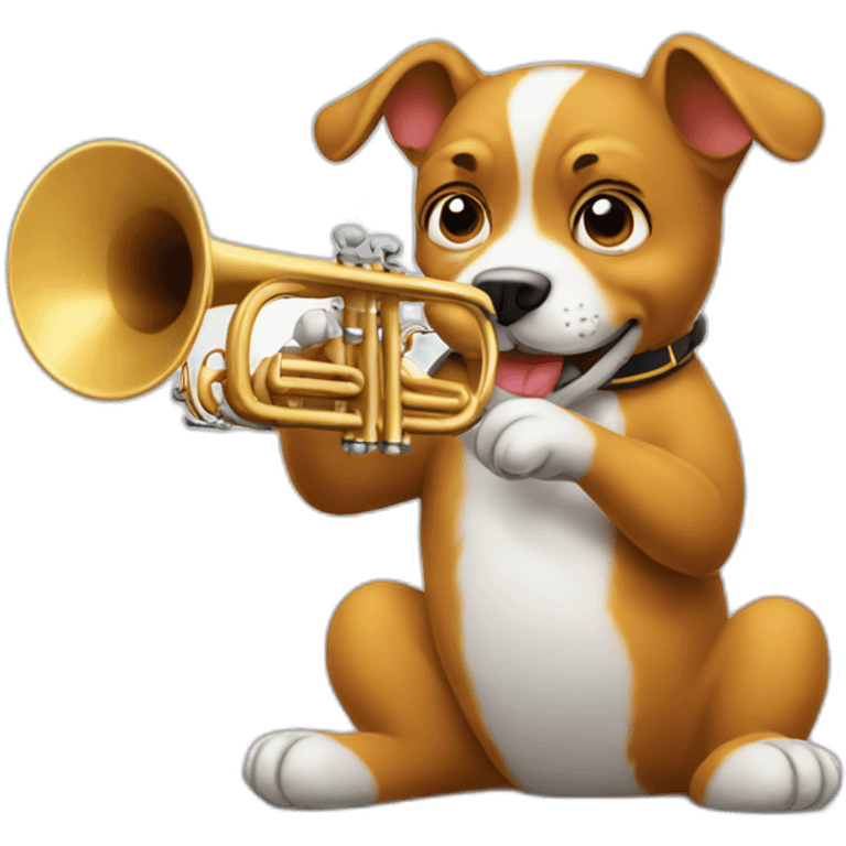 Dog playing trumpet emoji