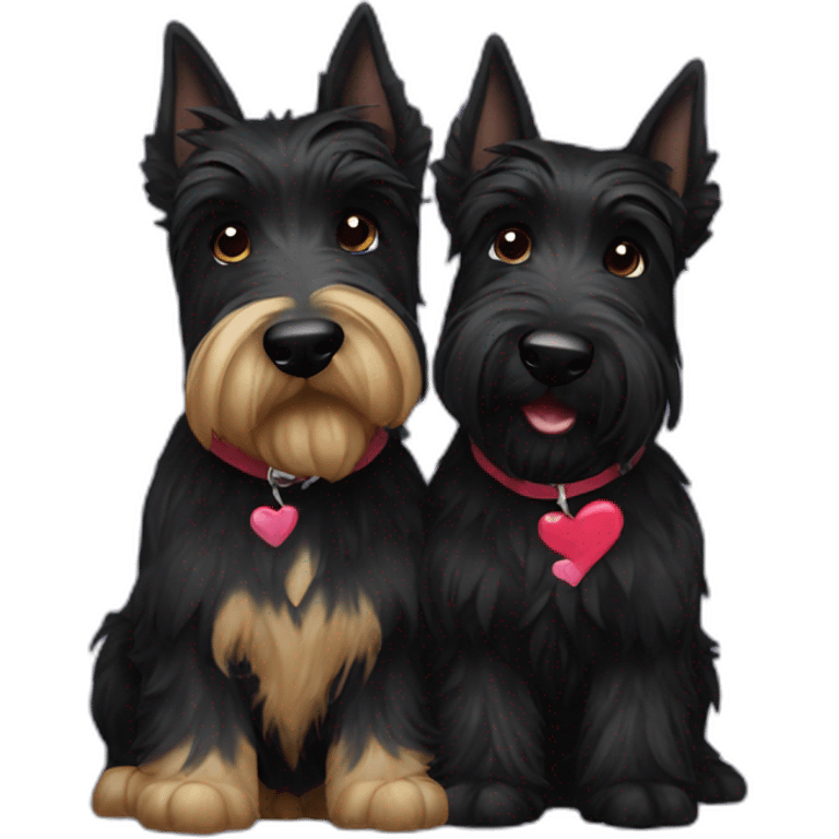 Two black Scottish terrier kissing emoji