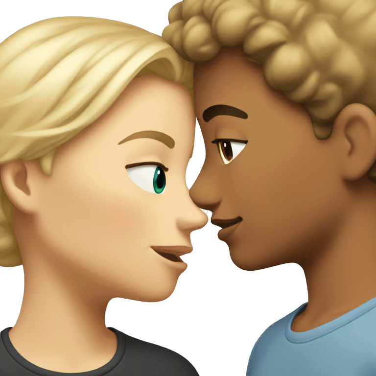 two people kissing: one girl with very short brown hair (kind of like a boy) and the other blonde girl  emoji