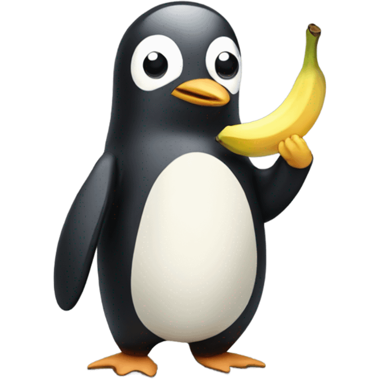 Penguin with jumper eating a banana emoji