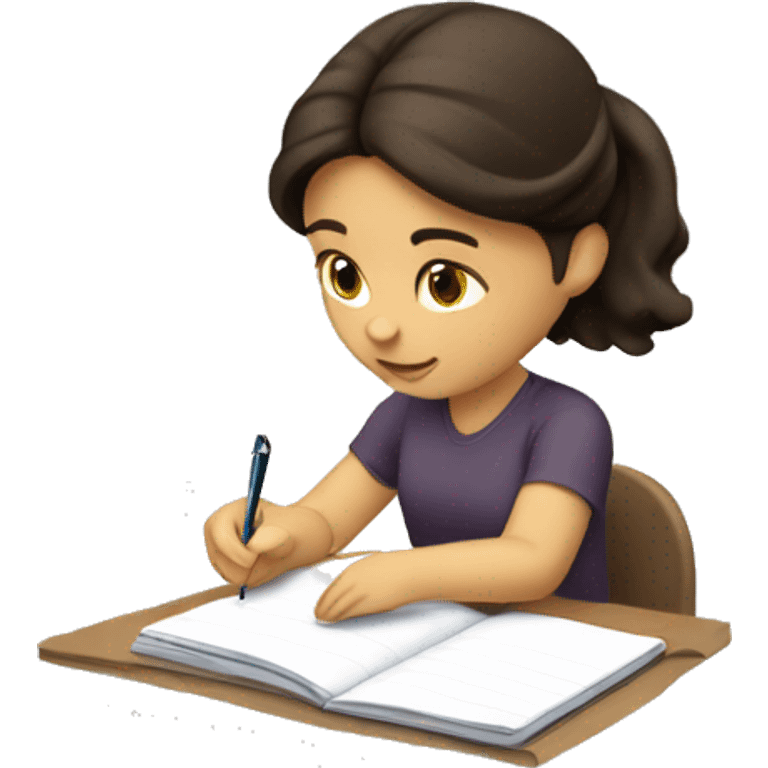 Brunette writing in notebook emoji