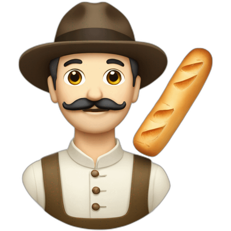 Frencman with french moustache, baguette and wine emoji