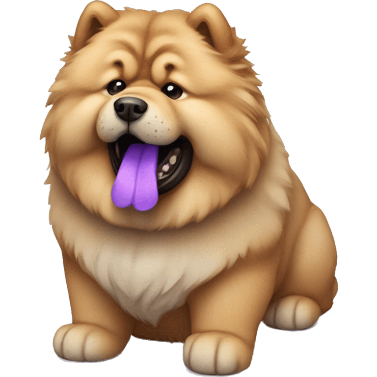 Chow chow dog with purple tongue emoji