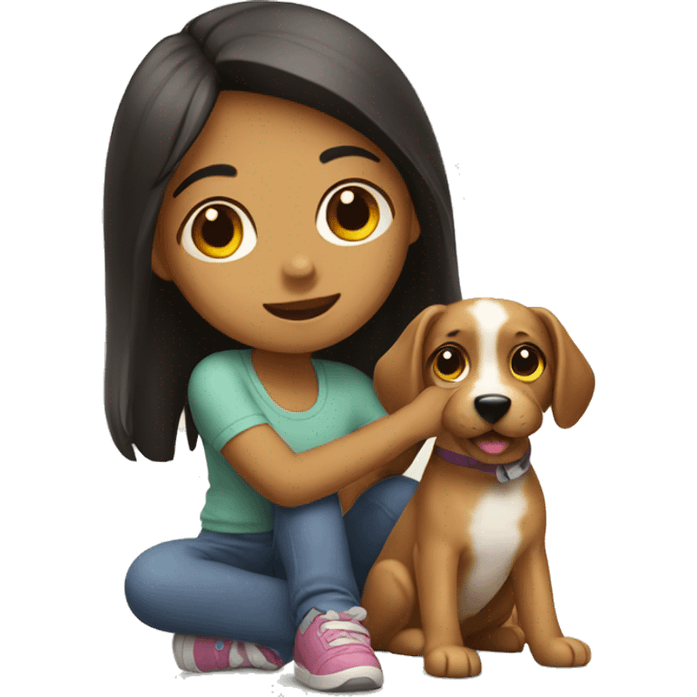 Girl playing with a dog emoji